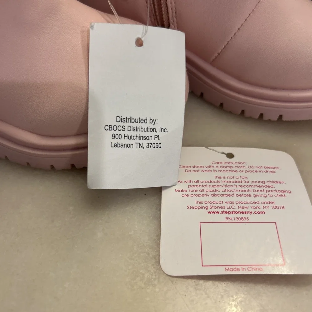 NEW Stepping Stones Girl Boots Pink Ruffled On Top Side Zip Size 5Y NWT